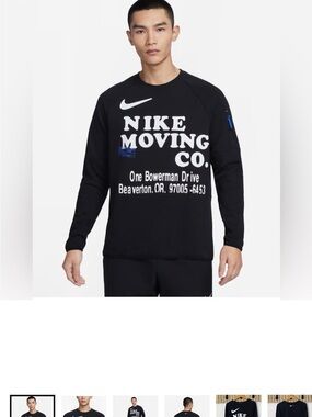 Nike Black Crewneck Sweatshirt with White Logo and Blue Accents